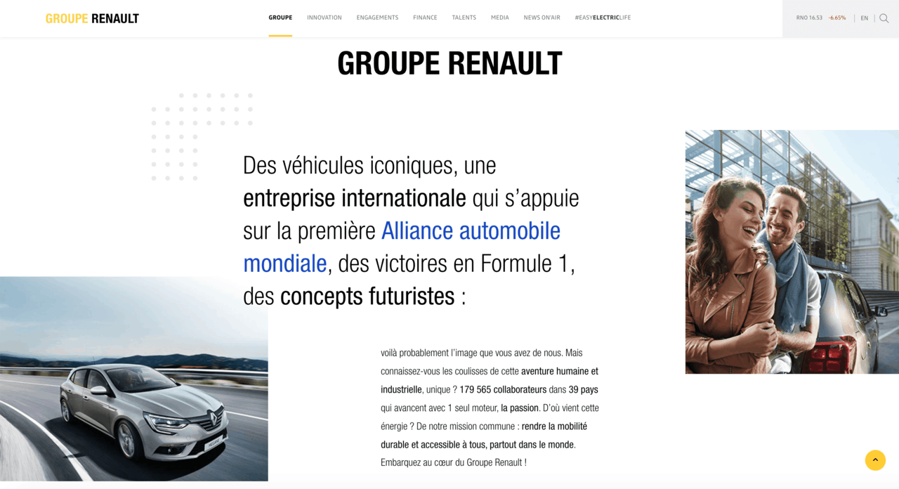 Web corporativa popular Renault