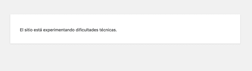 Mensaje experimentando dificultades