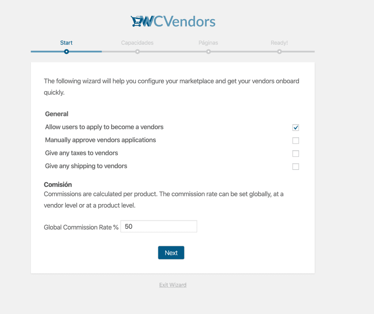 Paso 2 instalación Plugin WC Vendors