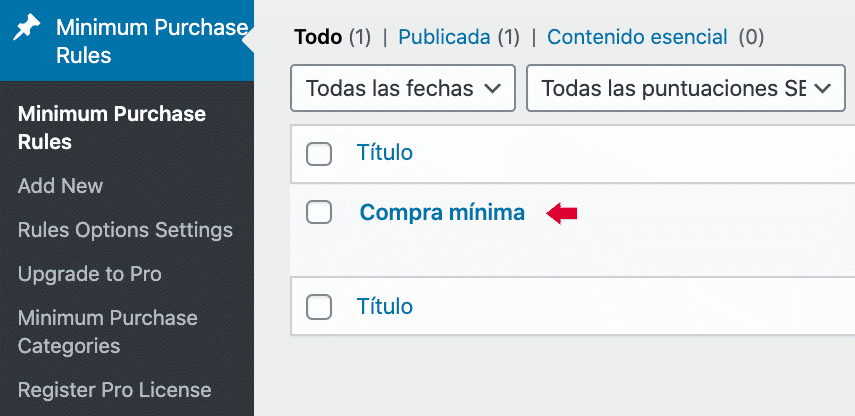 plugin lista compra mínima