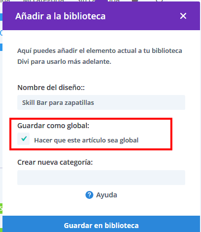 Biblioteca modo global divi