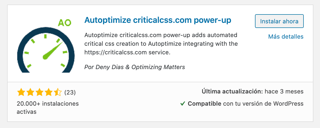 Autoptimize criticalcss.com power up plugin