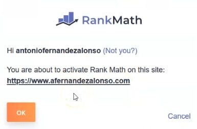 Confirmar activación Rank Math