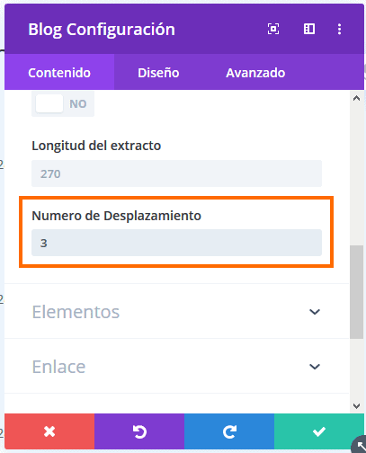 Desplazamiento post Divi Builder