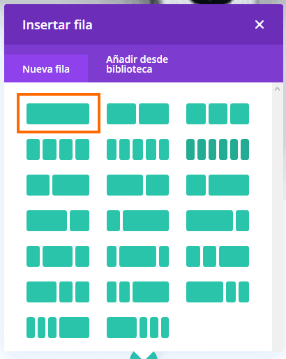 Insertar fila Divi Builder