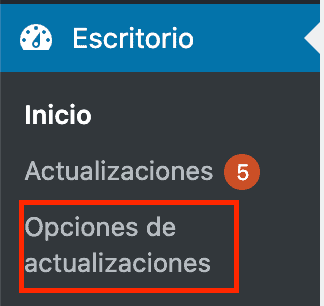 Opciones de actualizaciones WordPress