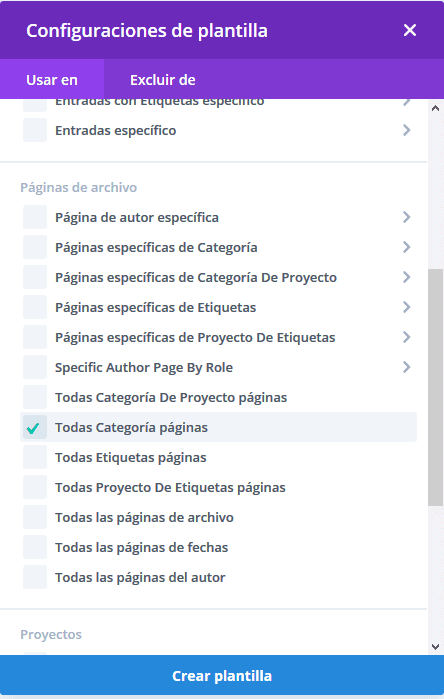 Plantilla página Categoría Theme Builder Divi