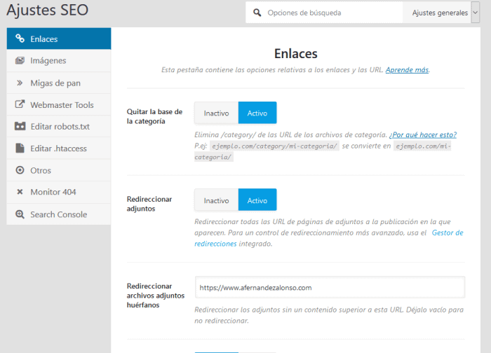 Ajustes generales Rank Math