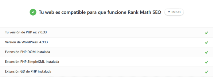 Web compatible con Rank Math