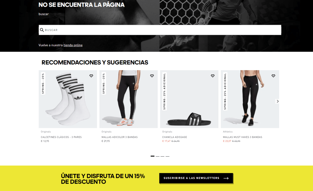 Ejemplo página 404 Adidas