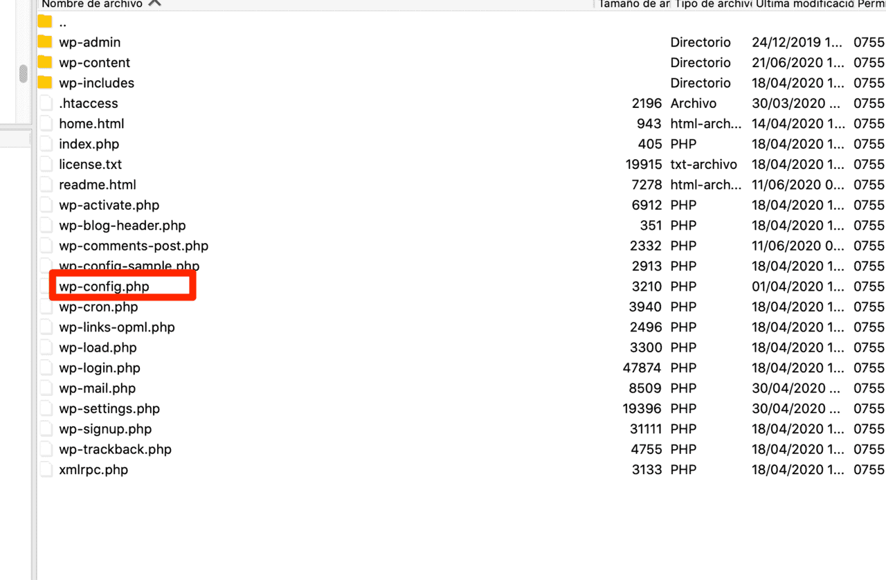Paso 5 - Carpeta WP Config - Error 503