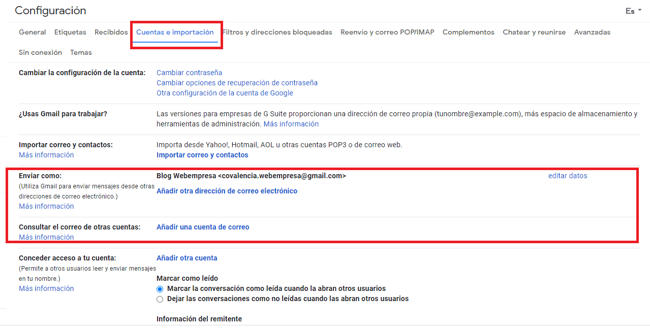 Consultar tu correo desde Gmail