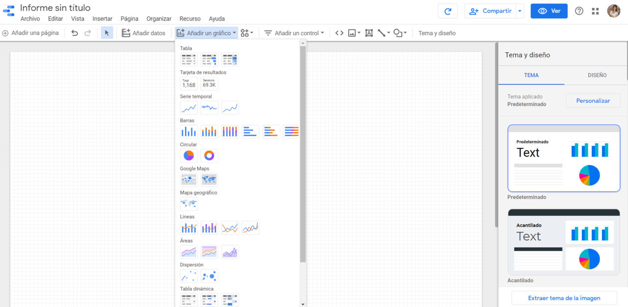 Añadir gráfico Informe Google Data Estudio