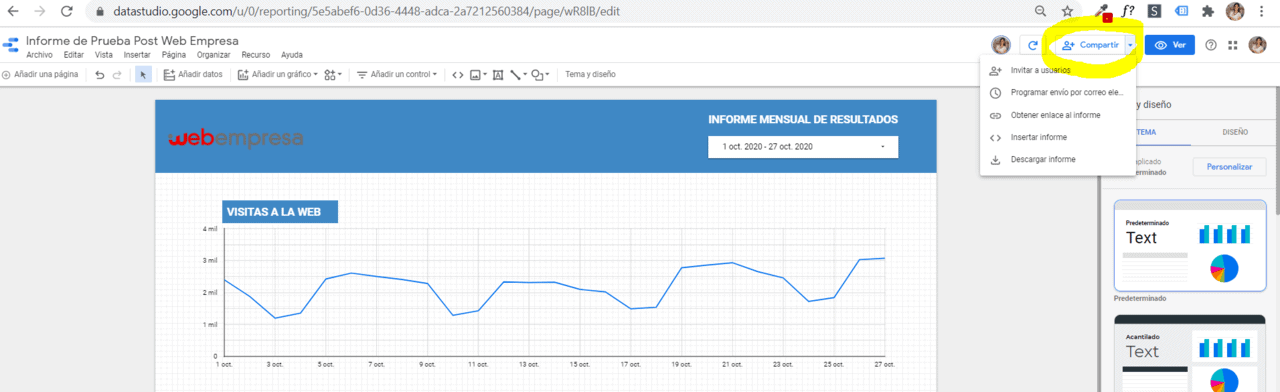 Compartir Informe Google Data Estudio