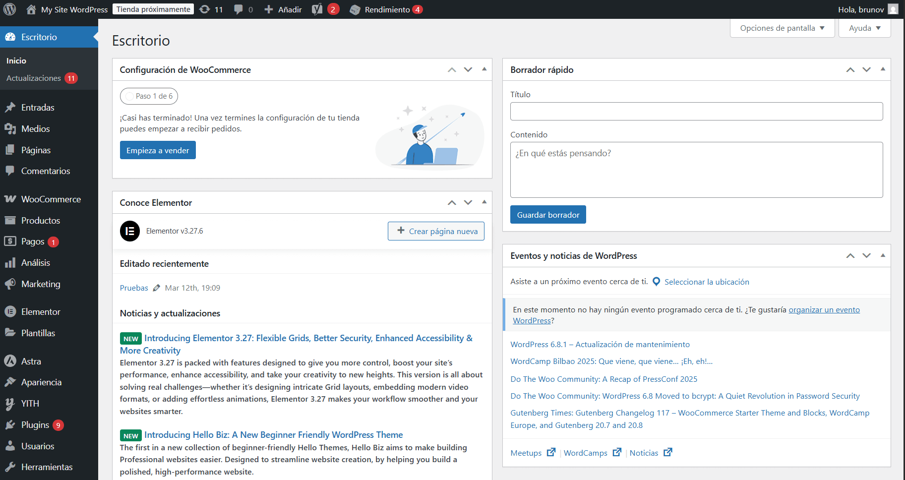 escritorio wordpress