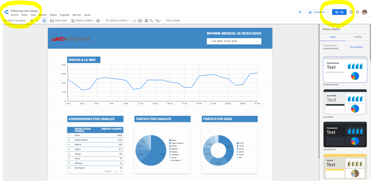 Nombrar Informe Google Data Estudio