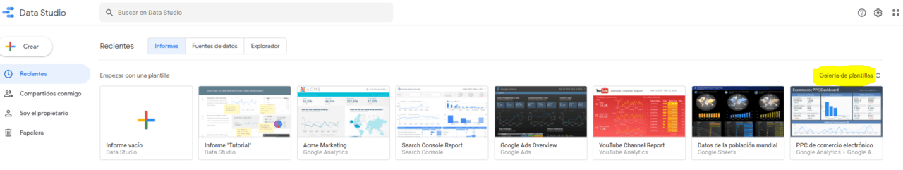 Plantillas Google Data Estudio