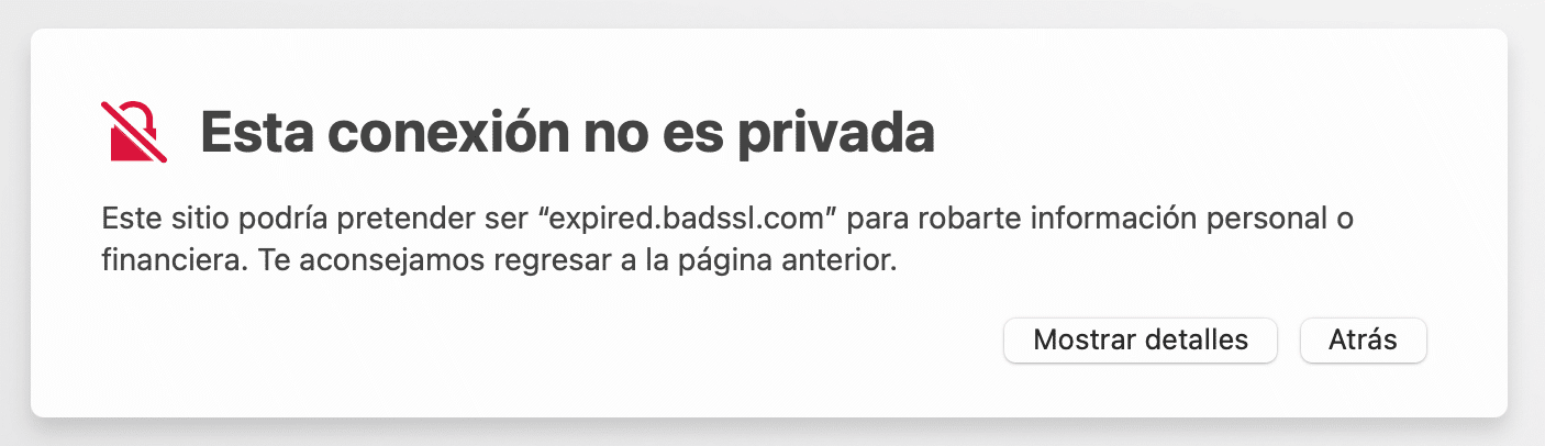 Conexión no privada en Safari