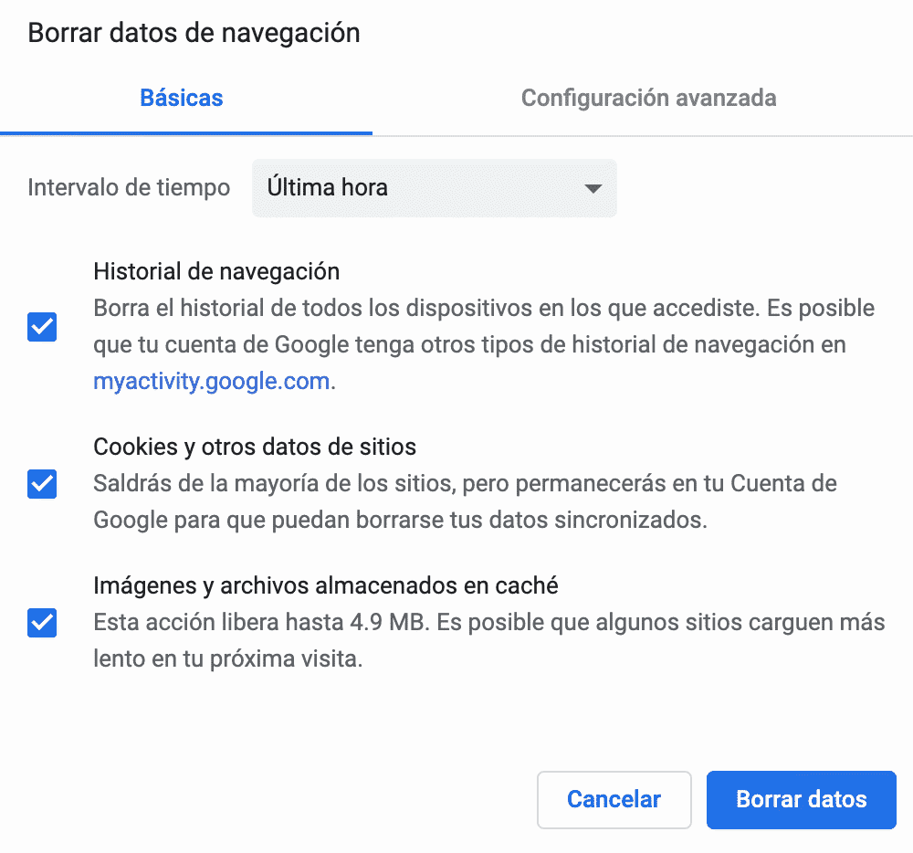 Eliminar historial navegación