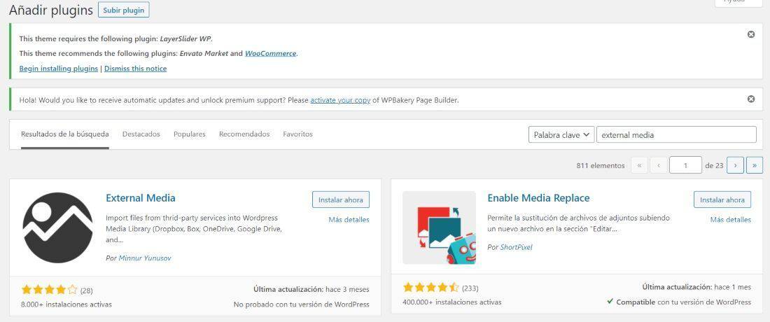 Instala el plugin External Media en WordPress.