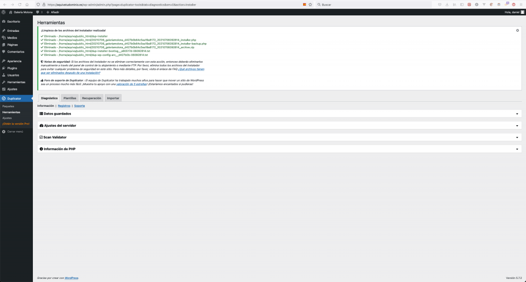 Subir WordPress con Duplicator