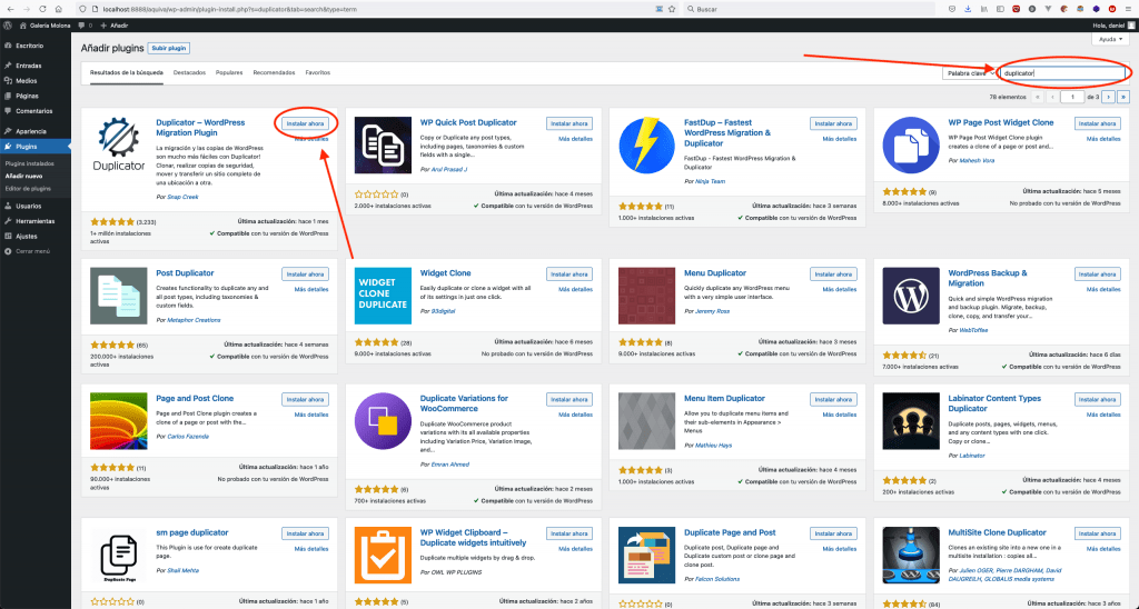 Subir WordPress con Duplicator