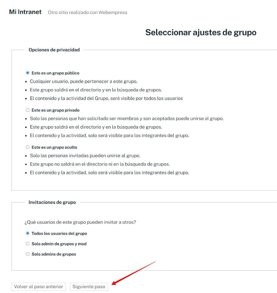 Ajustes grupo BuddyPress