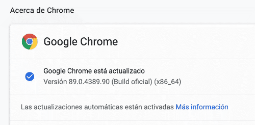 Actualizacion de Google Chrome