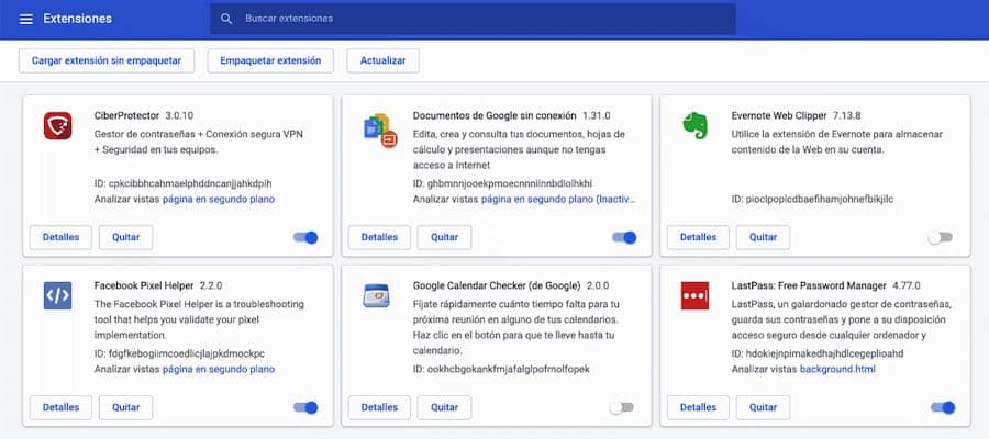 Extensiones Google Chrome