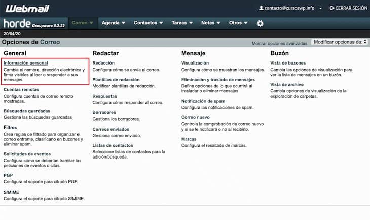 opciones-correo-horde Opciones correo Horde