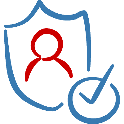 Soporte Premium icono escudo con ok y humano