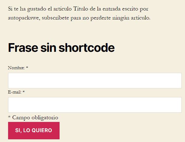 Resultado de Frase sin shortcode