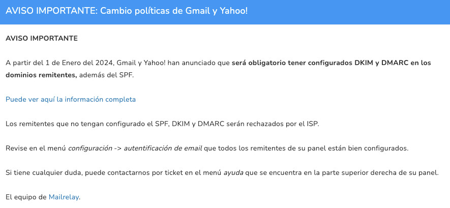 Aviso Mailrelay SPF 2024