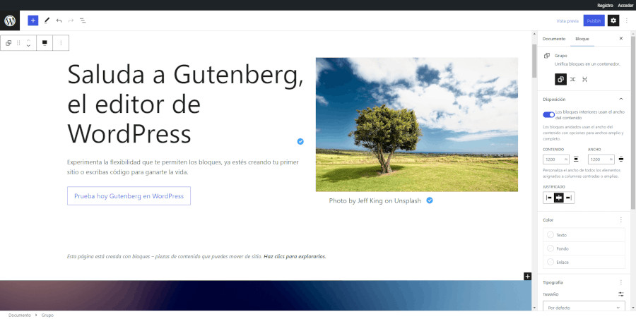 Editor de bloques Gutenberg en WordPress
