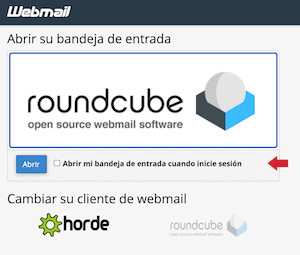 Correo roundcube por defecto