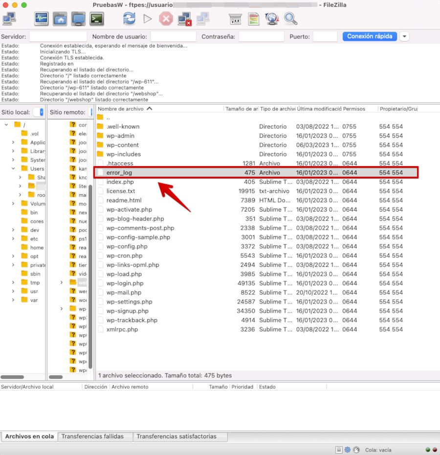 Acceso por FTP al archivo error_log