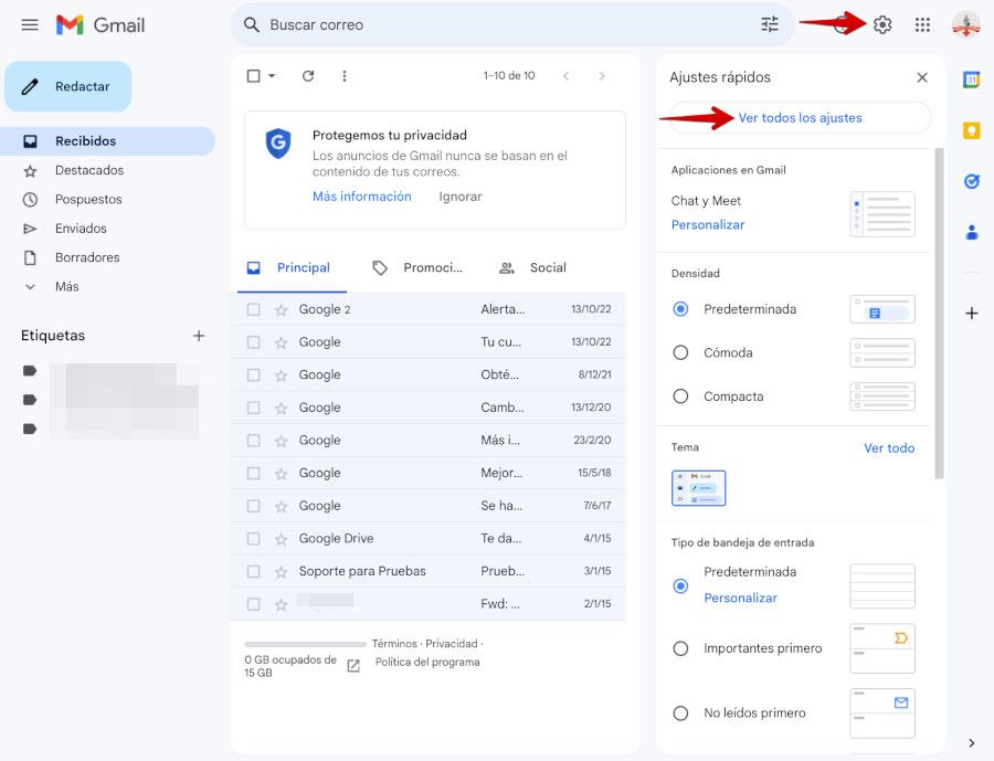 Gmail - Ajustes - Ver todos los ajustes