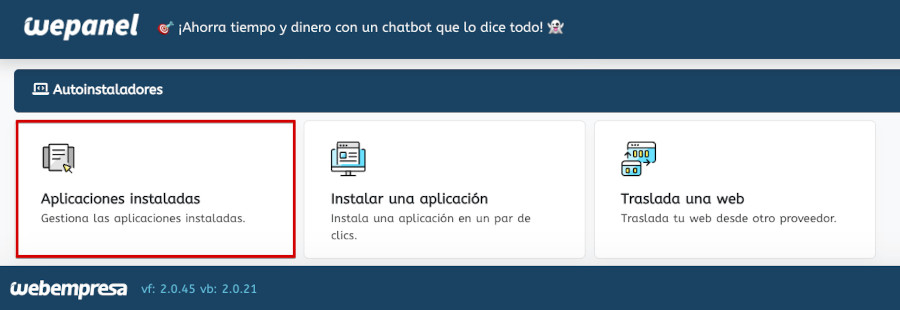 WePanel - Aplicaciones instaladas