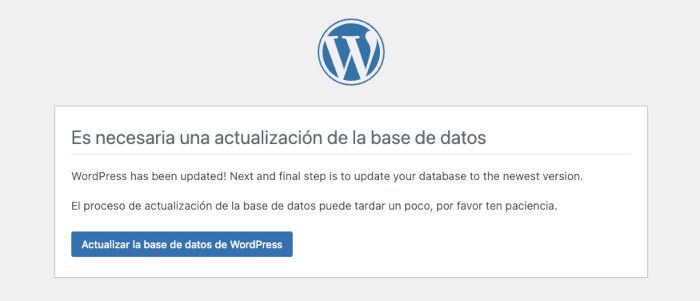 Actualizar base de datos de WordPress