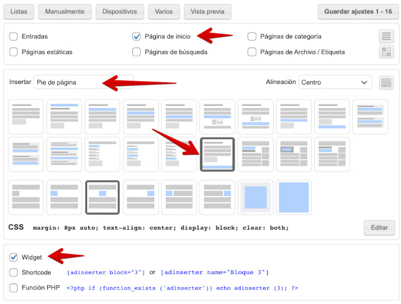 Ajustes para mostrar un banner en el pie de página del tema