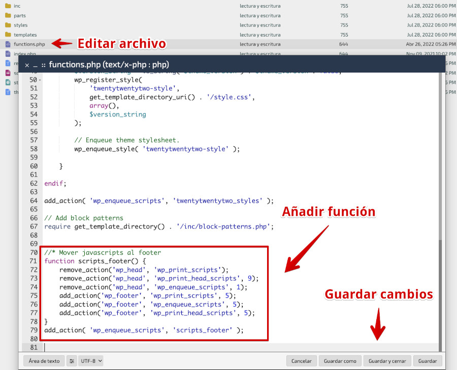 Añadir fucnión en el archivo functions.php del Tema