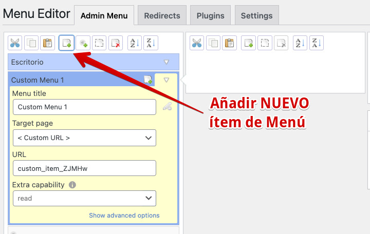 Añadir ítem de menu con Admin Menu Editor