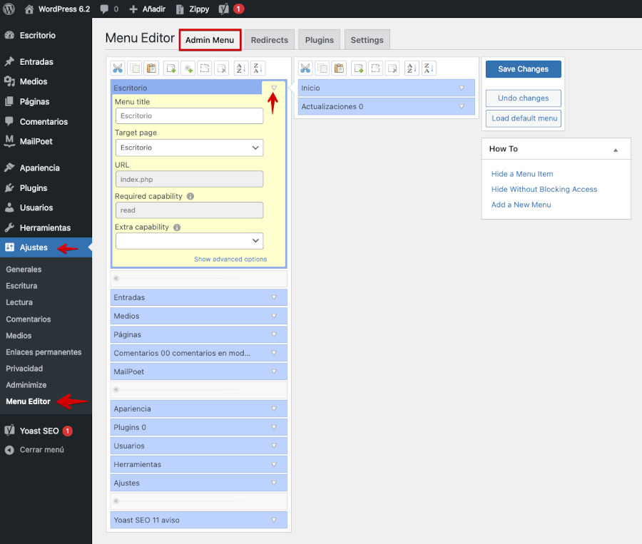 Plugin Admin Menu Editor