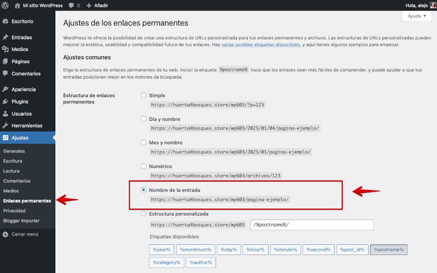 Configuración de Enlaces Permanentes en WordPress