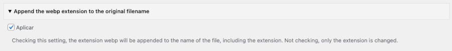 Ajustes de Plus WebP - Extensión