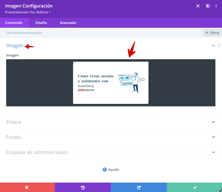 Añadir la imagen destacada en Divi mediante un módulo