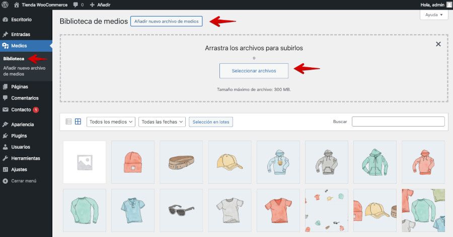 Añadir vídeos subidos en WordPress - Biblioteca de Medios - Añadir nuevo