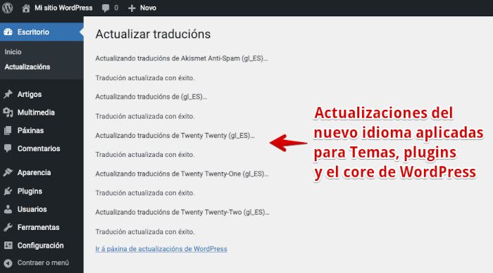 Actualizar traducciones disponibles