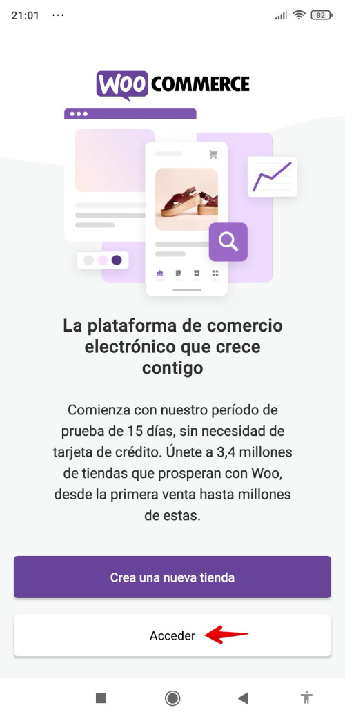 App Android WooCommerce - Crear una nueva tienda o Acceder