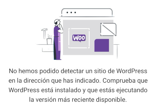 App Android WooCommerce - Aviso de sitio no detectado